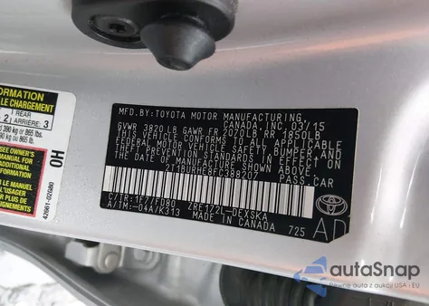 2015 Toyota Corolla S Plus из США, поврежденный, VIN 2T1BURHE8FC388207